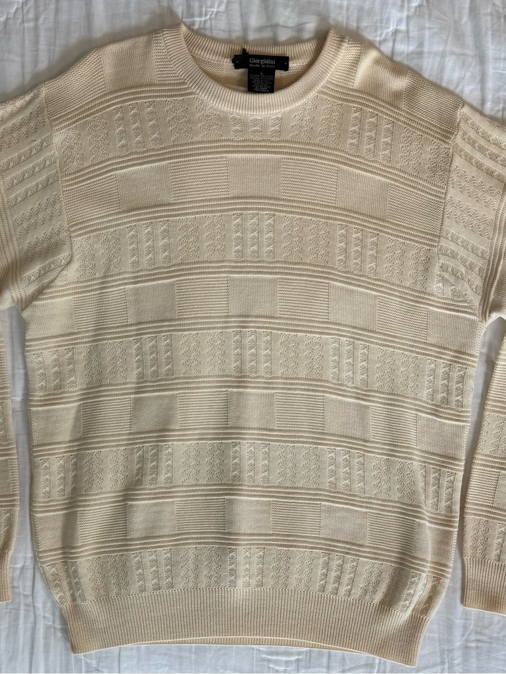 NWOT Giorgiolini Made in Italy Textured Wool Blend Crewneck Sweater Mens L